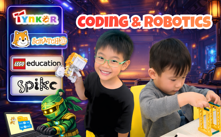 Coding with ScratchJr, Tynker & Scratch plus robotics camps for kids ages 4–12 in Singapore